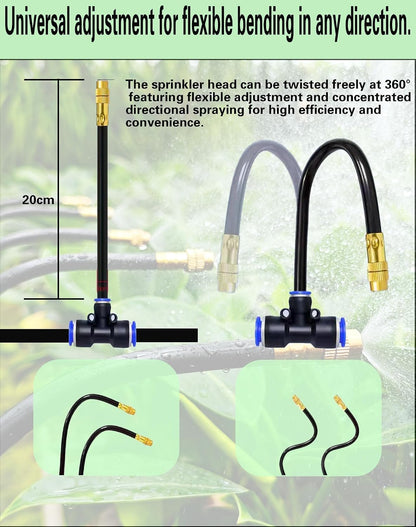 Drip Irrigation System,Automatic Garden Watering System, 360 Degree Adjustable Garden Sprinkler, High Output Mist Spray Nozzle for Potted Plants, Easy Connect & Rotating Head, Customizable Water Flow