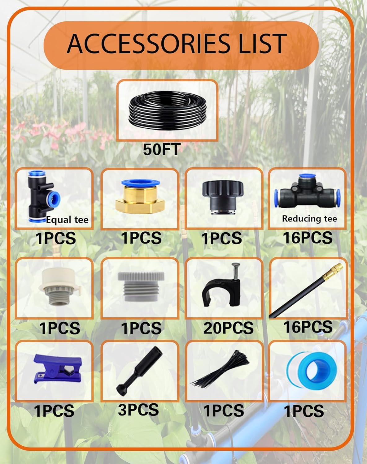 Drip Irrigation System,Automatic Garden Watering System, 360 Degree Adjustable Garden Sprinkler, High Output Mist Spray Nozzle for Potted Plants, Easy Connect & Rotating Head, Customizable Water Flow