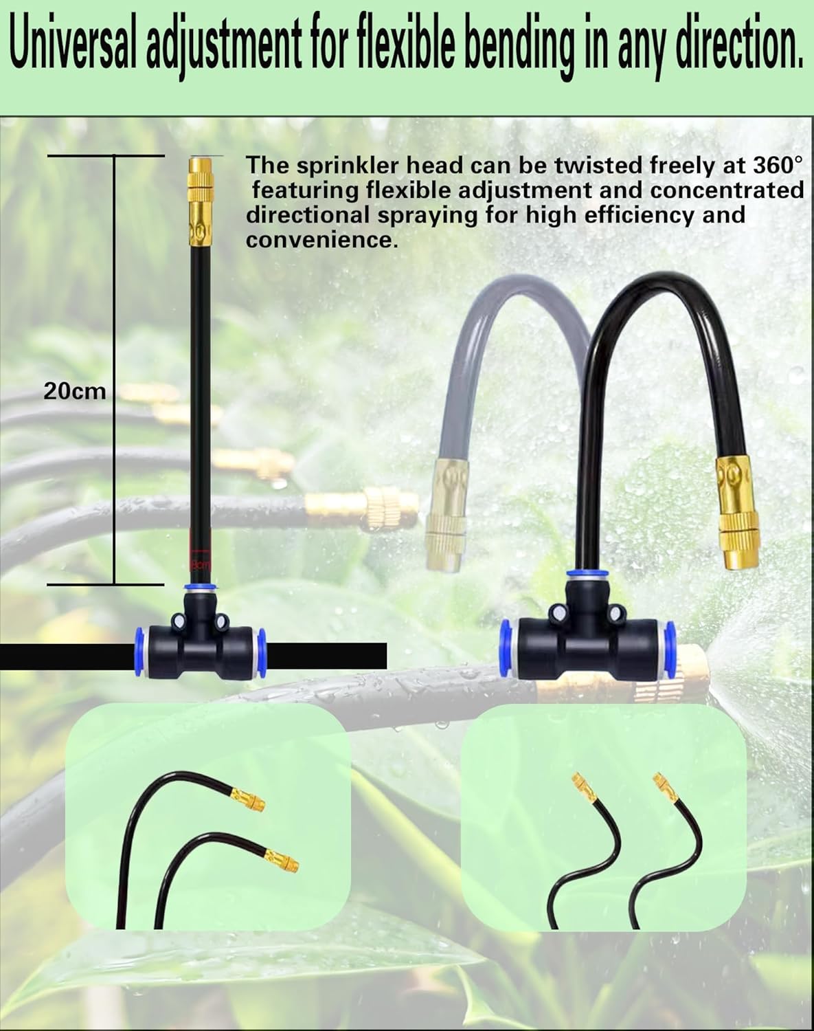Drip Irrigation System,Automatic Garden Watering System, 360 Degree Adjustable Garden Sprinkler, High Output Mist Spray Nozzle for Potted Plants, Easy Connect & Rotating Head, Customizable Water Flow