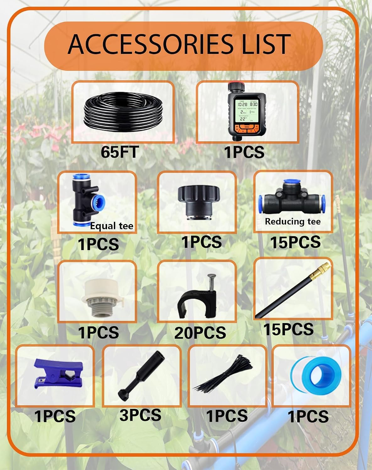 Drip Irrigation System,Automatic Garden Watering System, 360 Degree Adjustable Garden Sprinkler, High Output Mist Spray Nozzle for Potted Plants, Easy Connect & Rotating Head, Customizable Water Flow