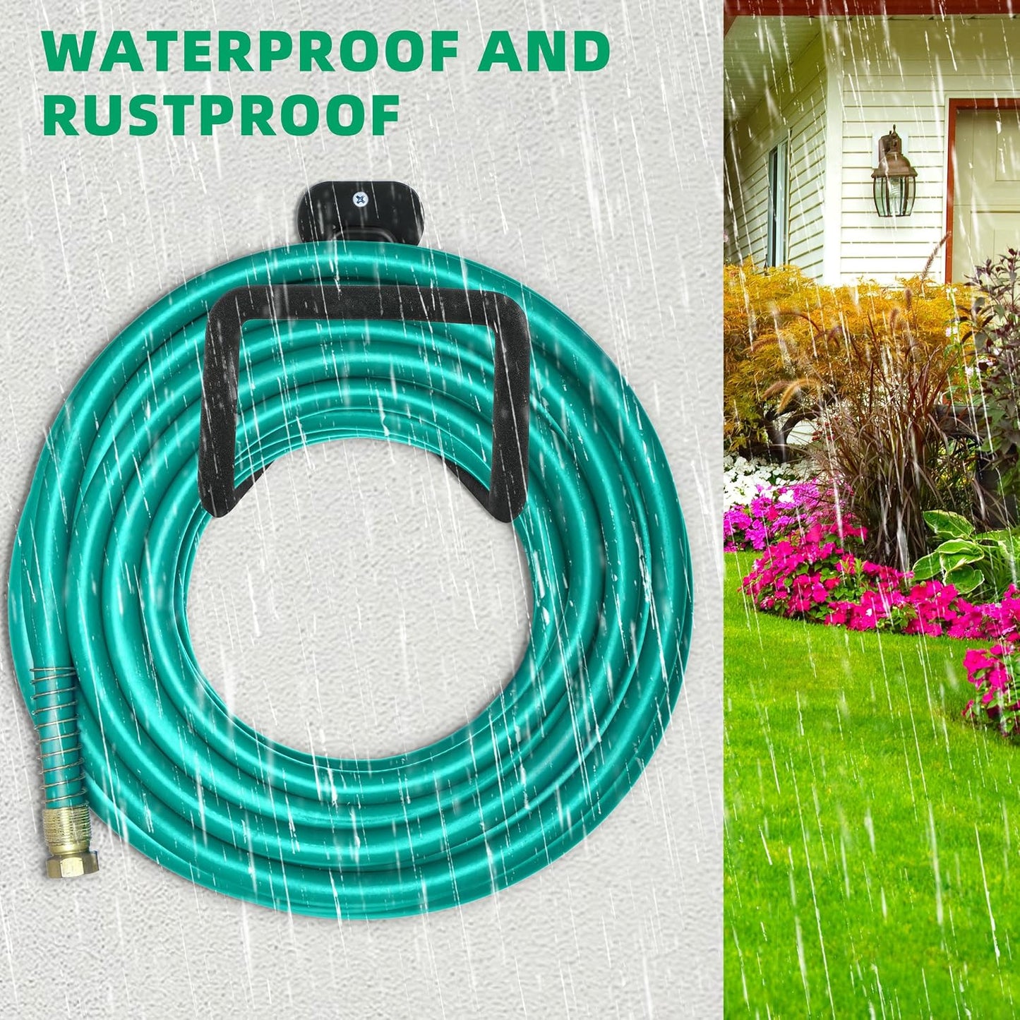 Heavy Duty Garden Hose Holder, Wall Mount Metal Hanger for Outside Yard