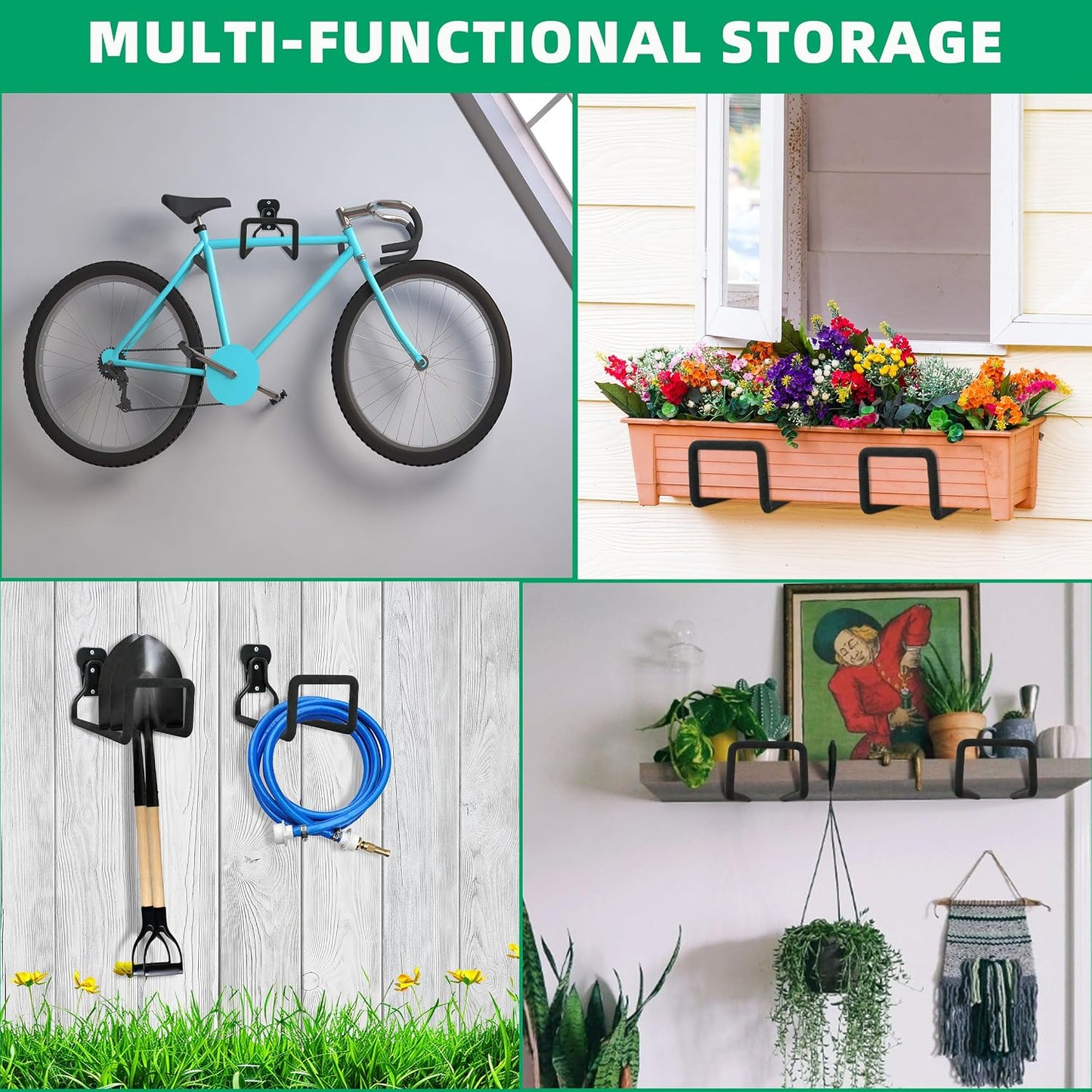 Heavy Duty Garden Hose Holder, Wall Mount Metal Hanger for Outside Yard
