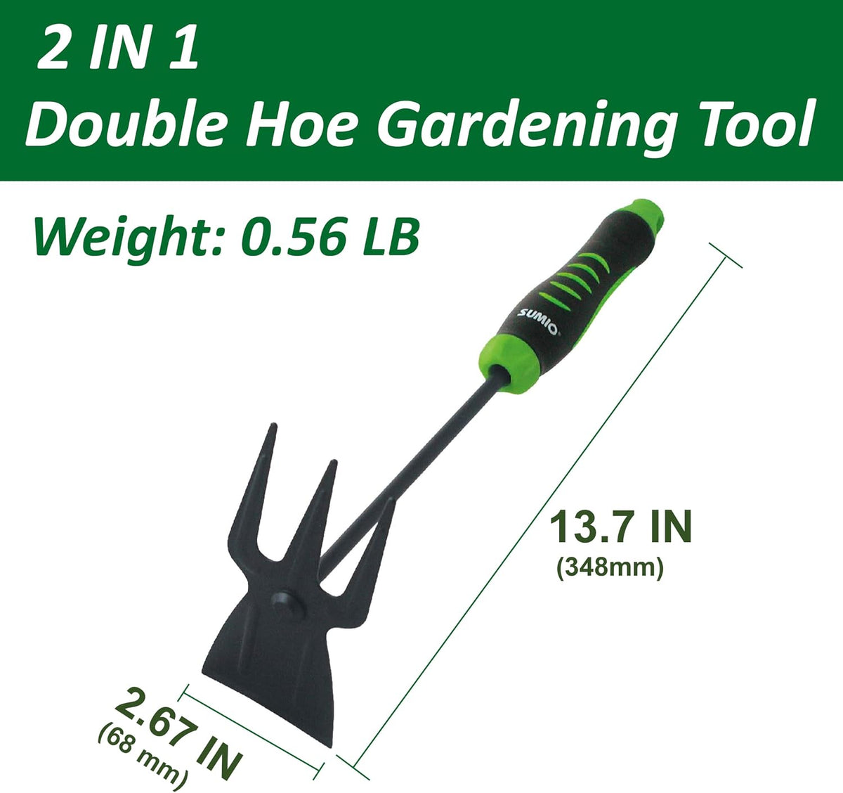 13.7" Alloy Steel Hoe and Cultivator - Lightweight Hand Tiller for Weeding, Digging, Loosening Soil, and Cultivation