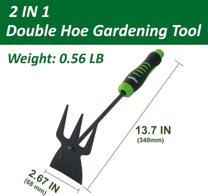 13.7" Alloy Steel Hoe and Cultivator - Lightweight Hand Tiller for Weeding, Digging, Loosening Soil, and Cultivation