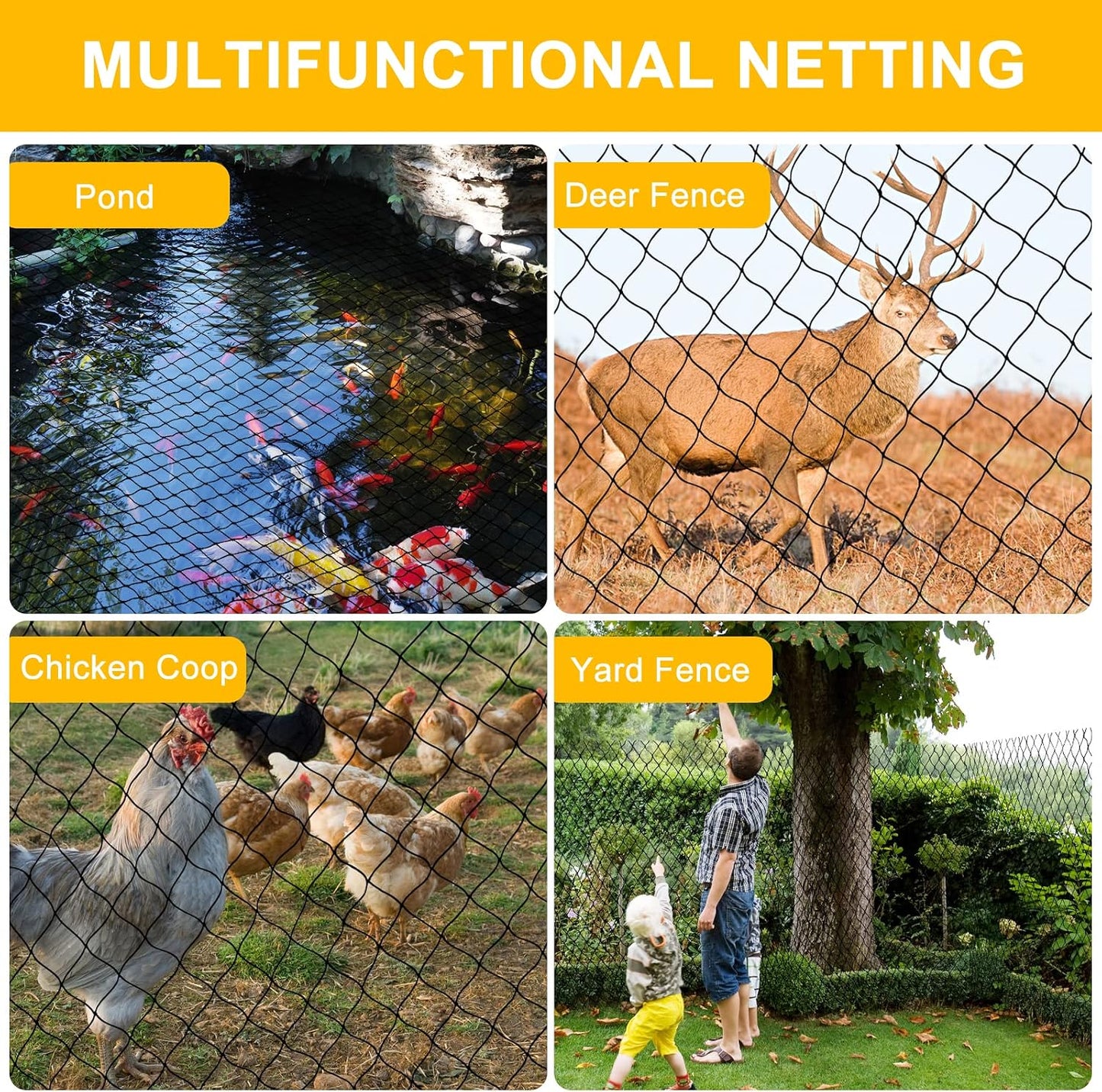 Bird Netting for Chicken Coop, 25'x50' with 2.4" Square Mesh