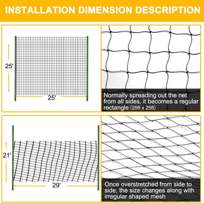 Bird Netting for Chicken Coop, 25'x50' with 2.4" Square Mesh