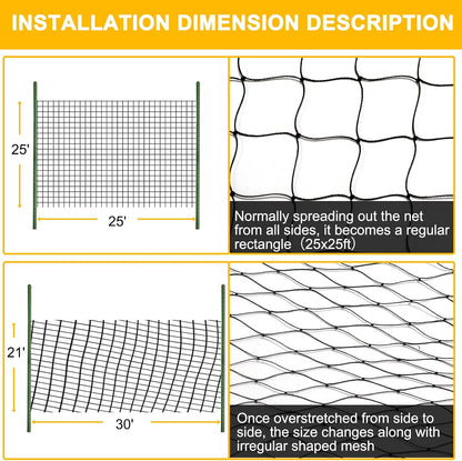 Bird Netting for Chicken Coop, 25'x50' with 2.4" Square Mesh