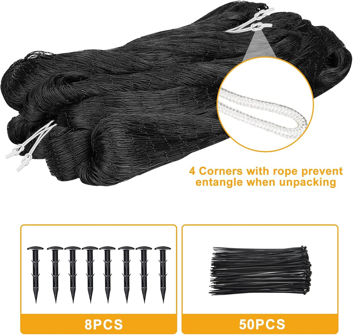 Bird Netting for Chicken Coop, 25'x50' with 2.4" Square Mesh
