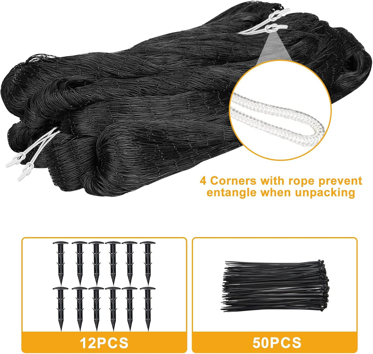 Bird Netting for Chicken Coop, 25'x50' with 2.4" Square Mesh