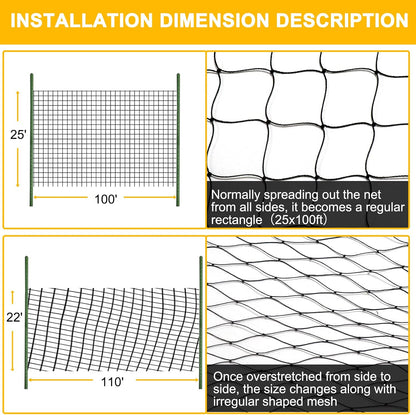 Bird Netting for Chicken Coop, 25'x50' with 2.4" Square Mesh