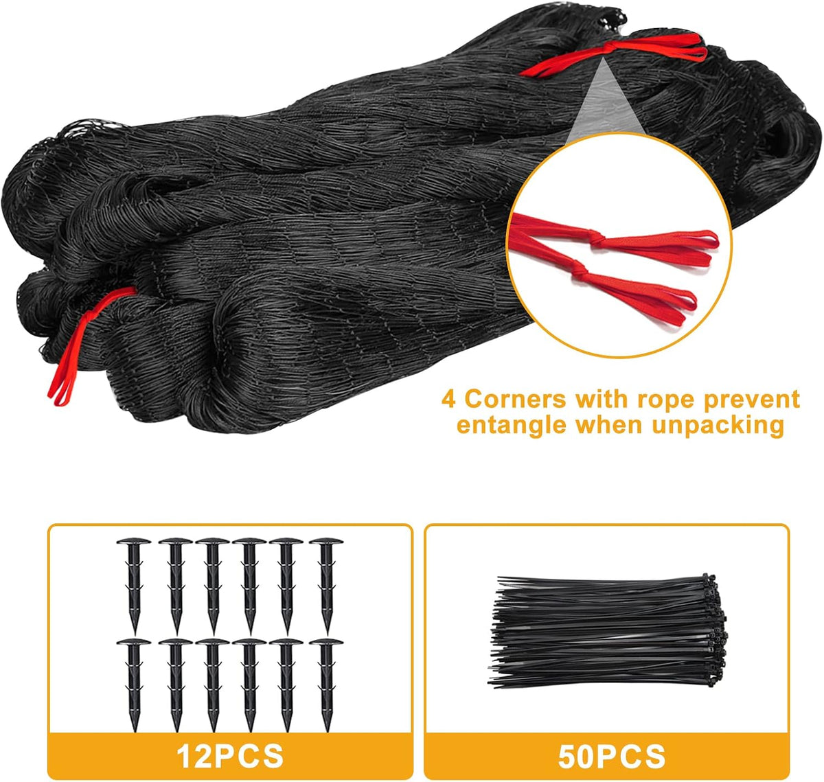 Bird Netting for Chicken Coop, 25'x50' with 2.4" Square Mesh
