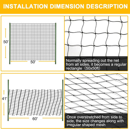Bird Netting for Chicken Coop, 25'x50' with 2.4" Square Mesh