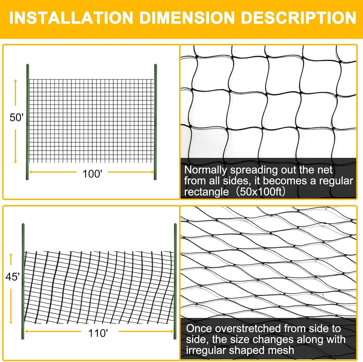 Bird Netting for Chicken Coop, 25'x50' with 2.4" Square Mesh