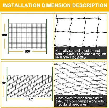 Bird Netting for Chicken Coop, 25'x50' with 2.4" Square Mesh
