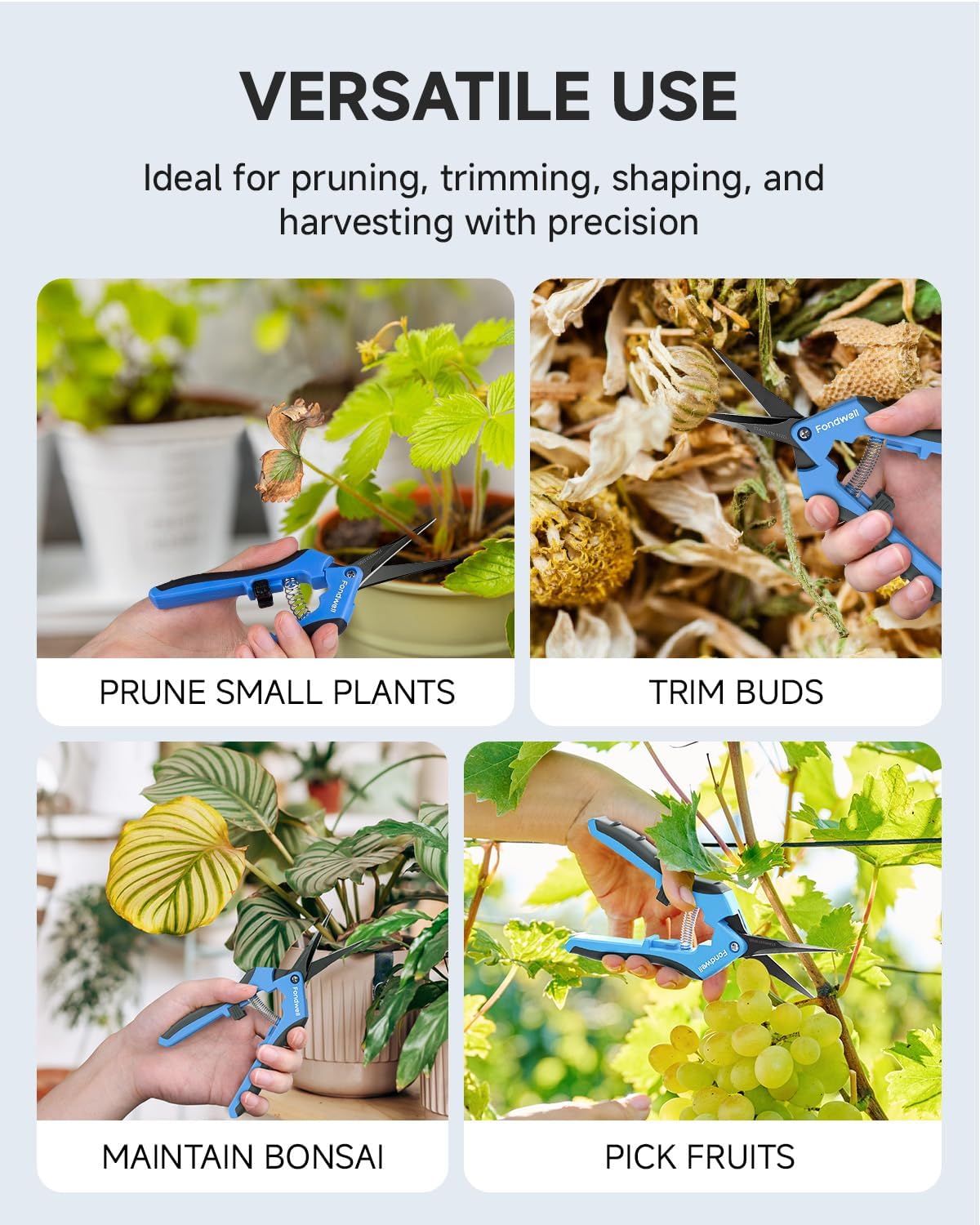 6.5" Precision Pruning Shears for Gardening Bud Trimming Scissors