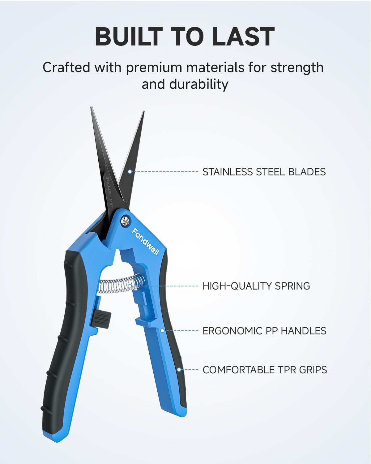 6.5" Precision Pruning Shears for Gardening Bud Trimming Scissors