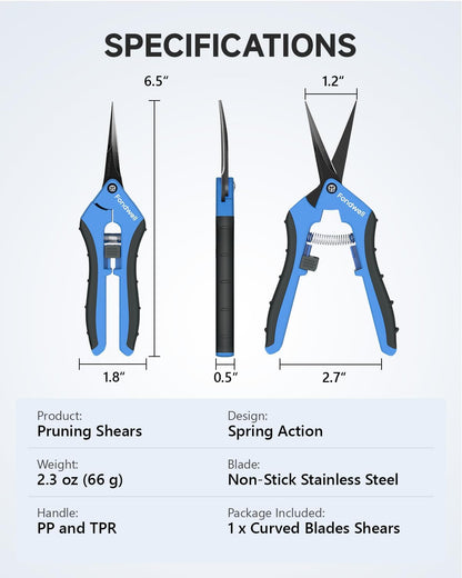 6.5" Precision Pruning Shears for Gardening Bud Trimming Scissors