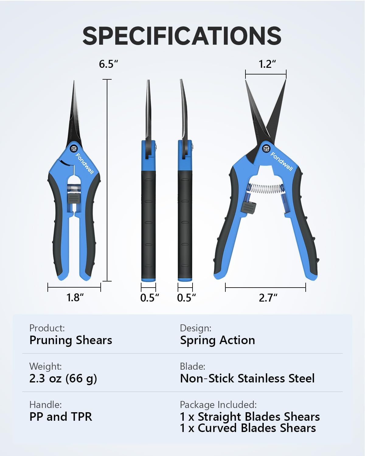 6.5" Precision Pruning Shears for Gardening Bud Trimming Scissors
