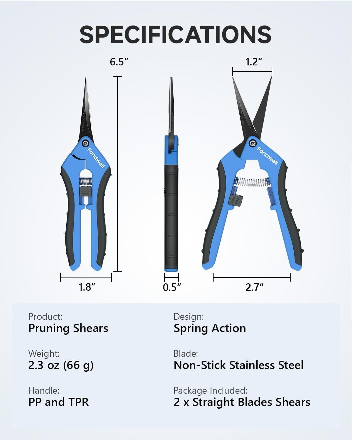 6.5" Precision Pruning Shears for Gardening Bud Trimming Scissors