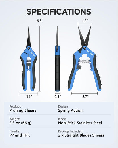 6.5" Precision Pruning Shears for Gardening Bud Trimming Scissors