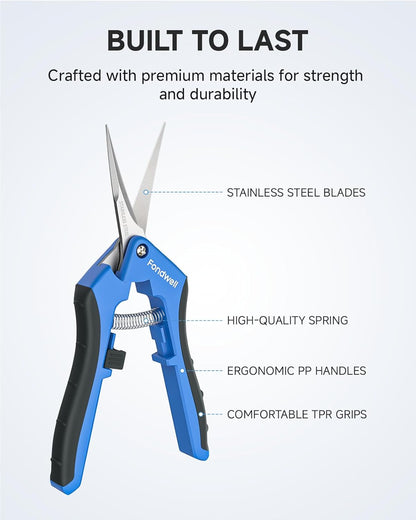 6.5" Precision Pruning Shears for Gardening Bud Trimming Scissors