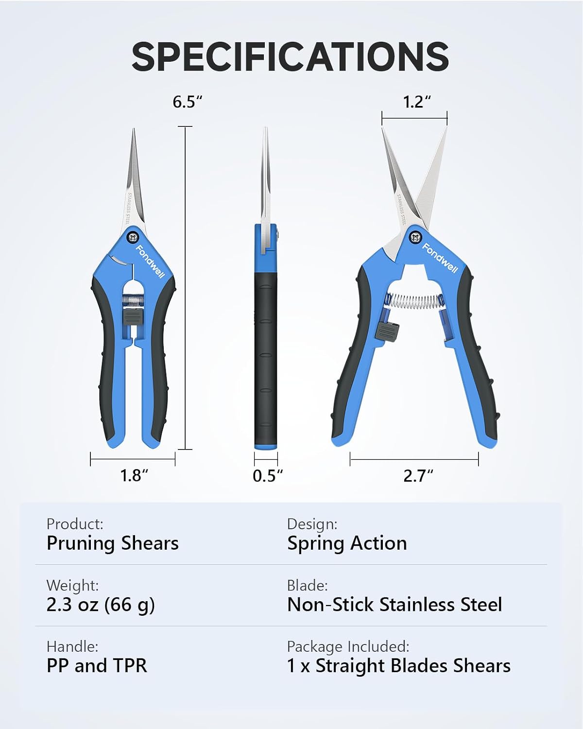 6.5" Precision Pruning Shears for Gardening Bud Trimming Scissors