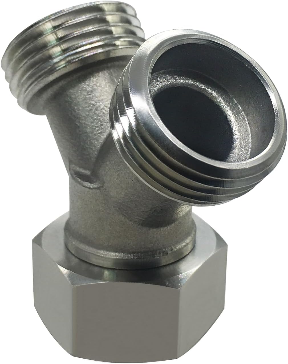 Stainless Steel Garden Hose Splitter 2 Way Y Connector Heavy Duty for Outdoor Garden Faucet Hose Bib