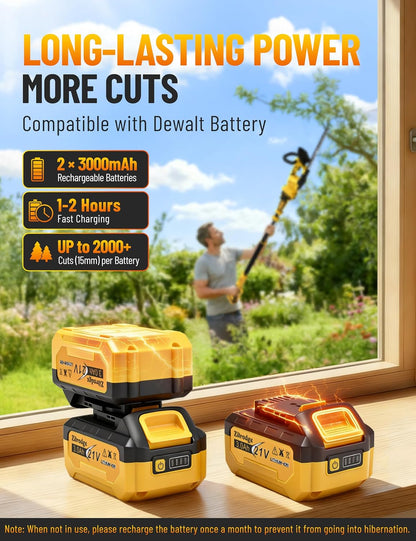 8”/ 10” Electric Pole Saw, Pruning Shears, Pole Hedge Trimmer, Grass Shears Combo, Extendable Garden Tools for Outdoor & Yard Use, Cordless Tree Pruner, Branch Cutter, Compatible with Dewalt Battery