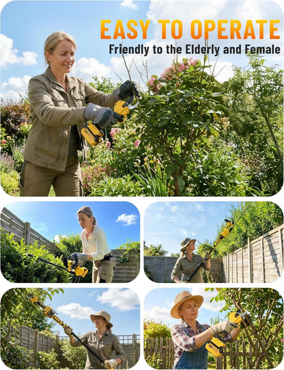 8”/ 10” Electric Pole Saw, Pruning Shears, Pole Hedge Trimmer, Grass Shears Combo, Extendable Garden Tools for Outdoor & Yard Use, Cordless Tree Pruner, Branch Cutter, Compatible with Dewalt Battery