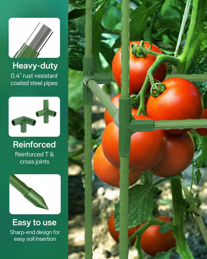 3 Pack Tomato Cage, Up to 47 Inch Adjustable Square Tomato Cages for Pots