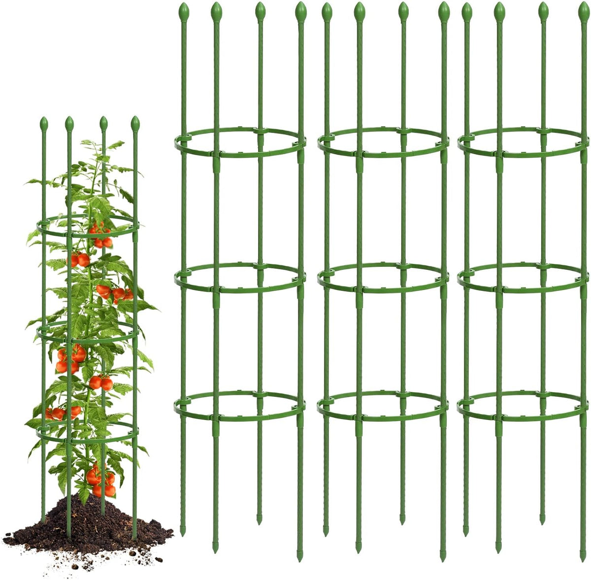 3 Pack Tomato Cage, Up to 47 Inch Adjustable Square Tomato Cages for Pots
