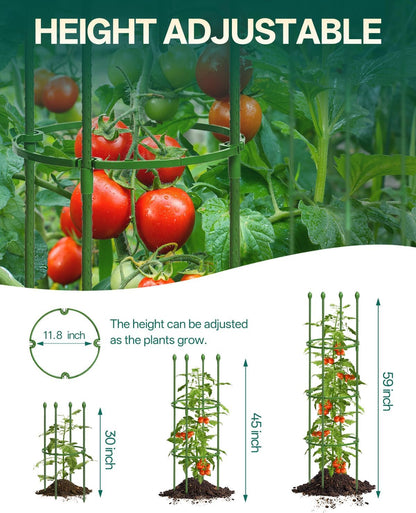 3 Pack Tomato Cage, Up to 47 Inch Adjustable Square Tomato Cages for Pots