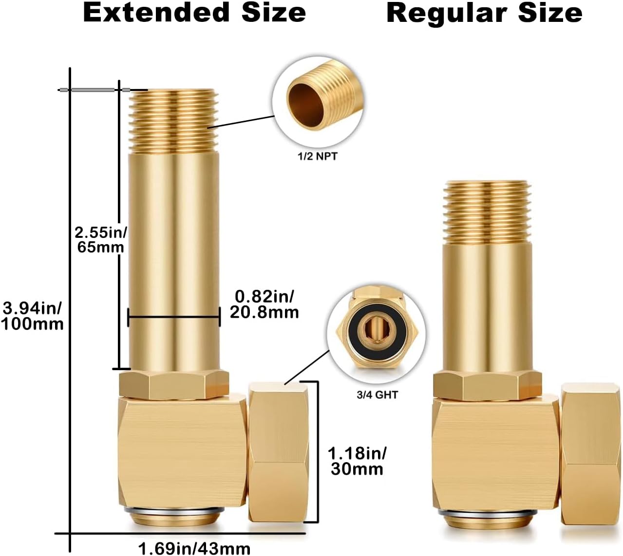 Garden Hose Reel Parts Fittings Swivel Elbow Connector Garden Hose Swivel Reel Replacement Parts Brass Replacement Part Swivel Adapter(2 PCS)