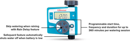 Single Outlet Electronic Water Timer for Garden Hose, Irrigation Timer for Sprinklers and Drip Lines, Blue