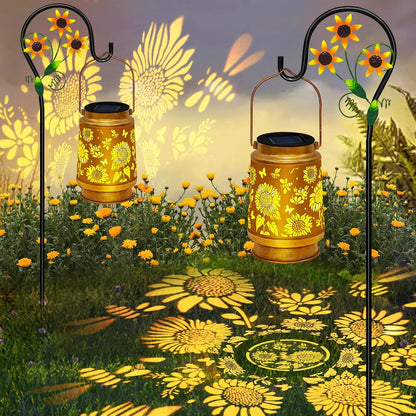 Mothers Day Gifts 2 Pack Sunflower Hanging Solar Lanterns Outdoor Lights Sunflower Gifts for Women Men Metal Waterproof Decor Garden Lanterns for Yard, Patio, Lawn, Pathway,Porch