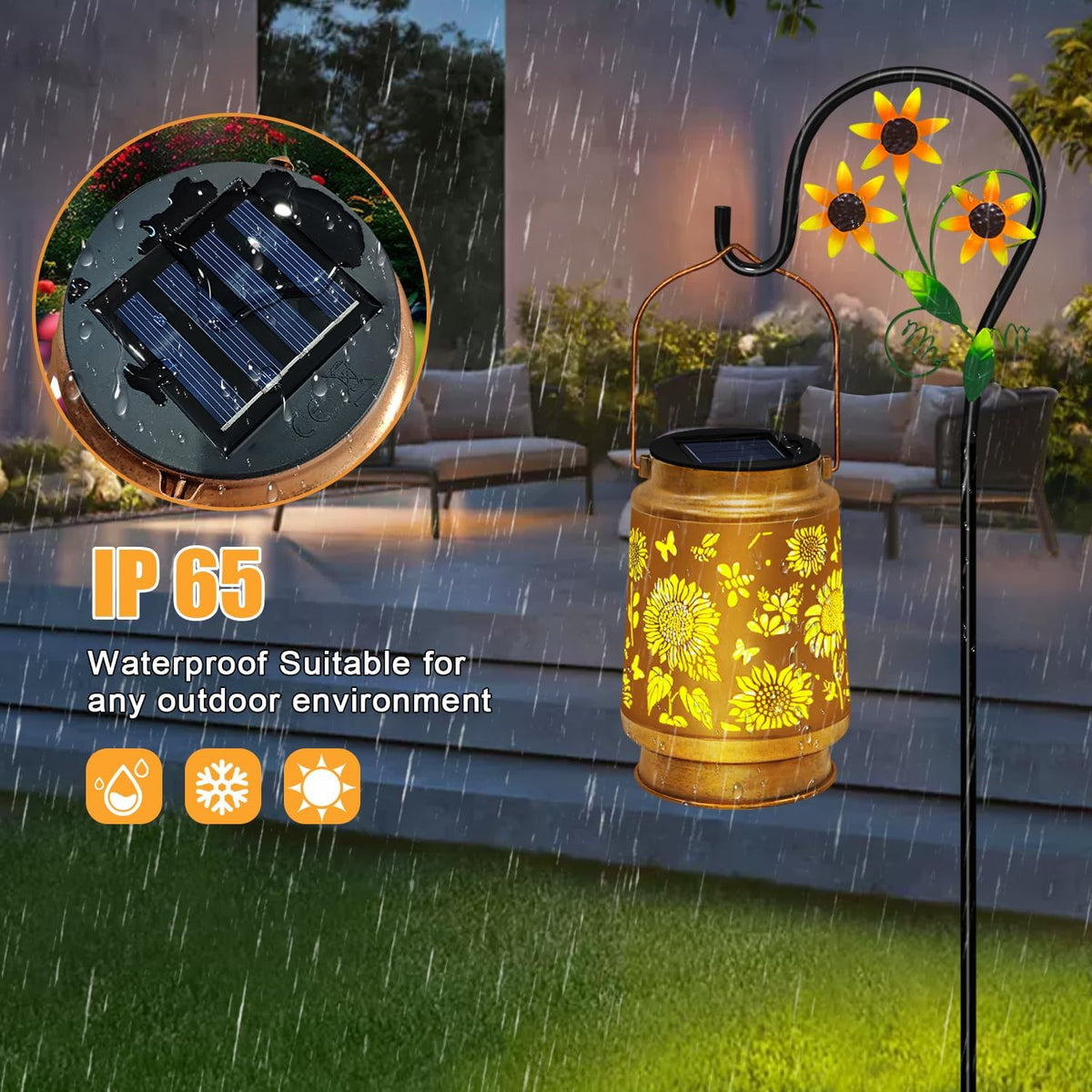 Mothers Day Gifts 2 Pack Sunflower Hanging Solar Lanterns Outdoor Lights Sunflower Gifts for Women Men Metal Waterproof Decor Garden Lanterns for Yard, Patio, Lawn, Pathway,Porch