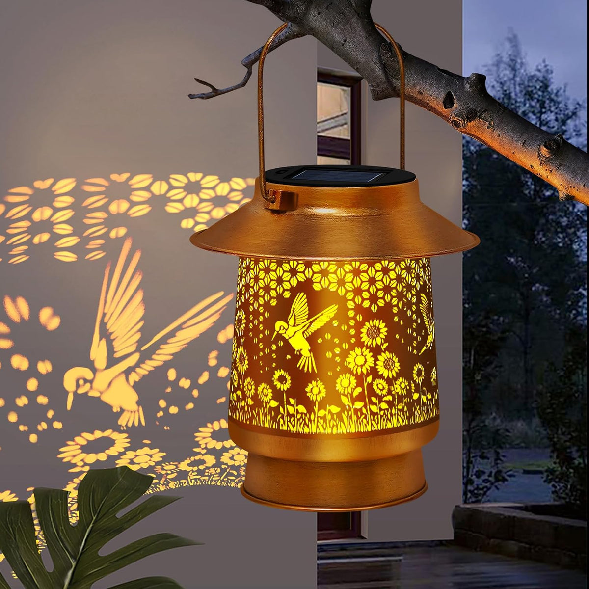 Mothers Day Gifts 2 Pack Sunflower Hanging Solar Lanterns Outdoor Lights Sunflower Gifts for Women Men Metal Waterproof Decor Garden Lanterns for Yard, Patio, Lawn, Pathway,Porch