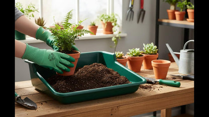 Garden Tidy Tray – Green, 24.5" L x 22" W x 8" H – Sturdy One-Piece Potting Tray, Indoor/Outdoor Gardening, Recycled Plastic, Lightweight, Versatile Use
