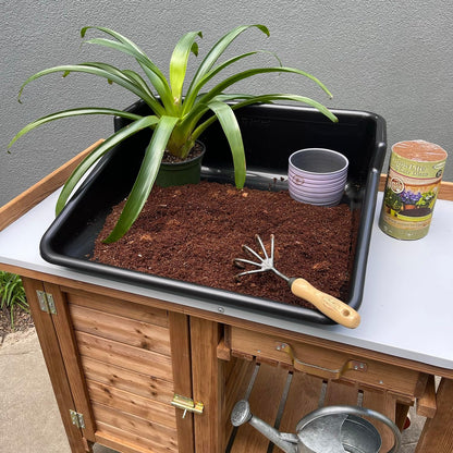 Garden Tidy Tray – Green, 24.5" L x 22" W x 8" H – Sturdy One-Piece Potting Tray, Indoor/Outdoor Gardening, Recycled Plastic, Lightweight, Versatile Use