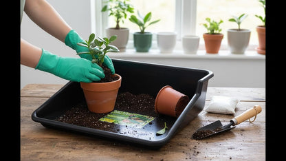Garden Tidy Tray – Green, 24.5" L x 22" W x 8" H – Sturdy One-Piece Potting Tray, Indoor/Outdoor Gardening, Recycled Plastic, Lightweight, Versatile Use