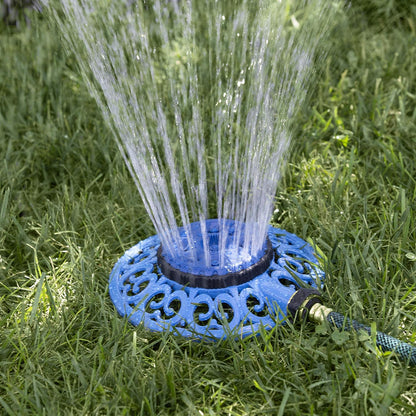 Melnor 65102-AMZ Metal 8-Pattern Sprinkler and QuickConnect Product Adapter Amazon Bundle, Blueberry Blue