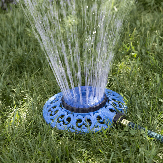 Melnor 65102-AMZ Metal 8-Pattern Sprinkler and QuickConnect Product Adapter Amazon Bundle, Blueberry Blue