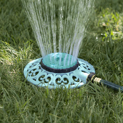 Melnor 65102-AMZ Metal 8-Pattern Sprinkler and QuickConnect Product Adapter Amazon Bundle, Blueberry Blue