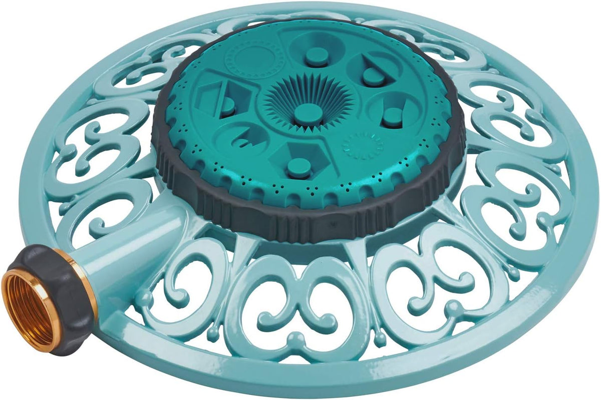Melnor 65102-AMZ Metal 8-Pattern Sprinkler and QuickConnect Product Adapter Amazon Bundle, Blueberry Blue