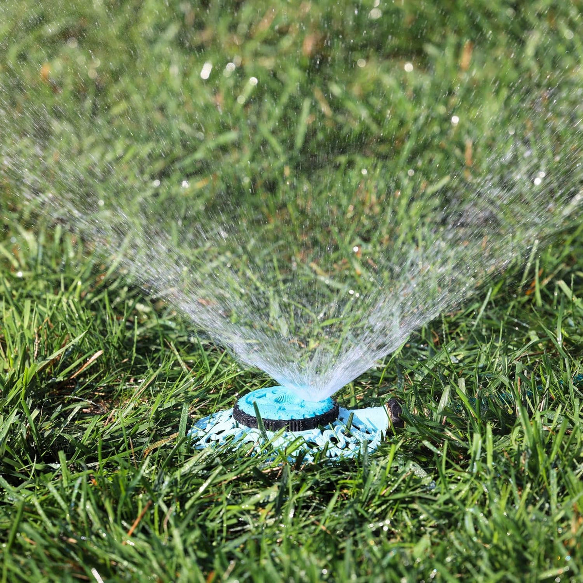 Melnor 65102-AMZ Metal 8-Pattern Sprinkler and QuickConnect Product Adapter Amazon Bundle, Blueberry Blue