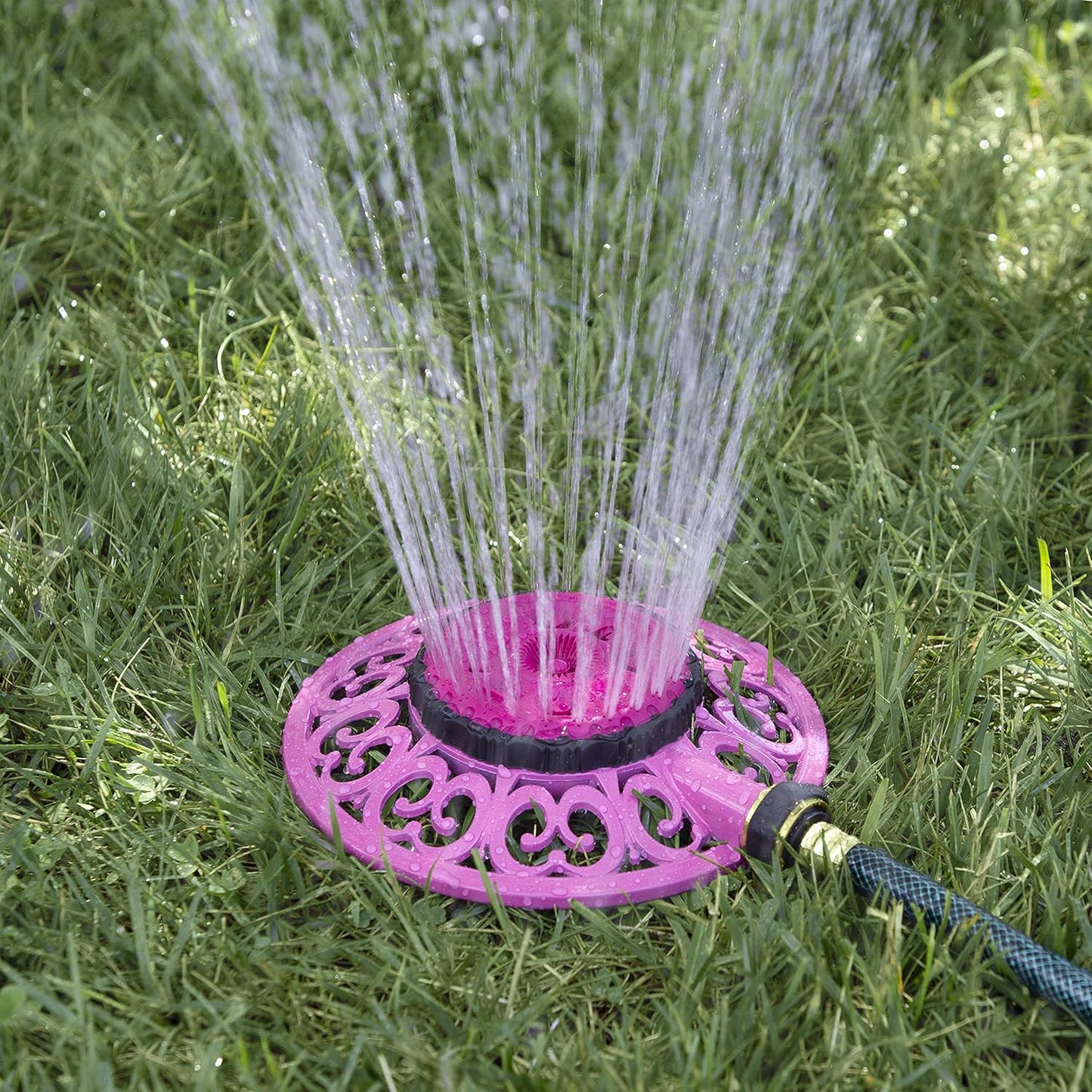 Melnor 65102-AMZ Metal 8-Pattern Sprinkler and QuickConnect Product Adapter Amazon Bundle, Blueberry Blue