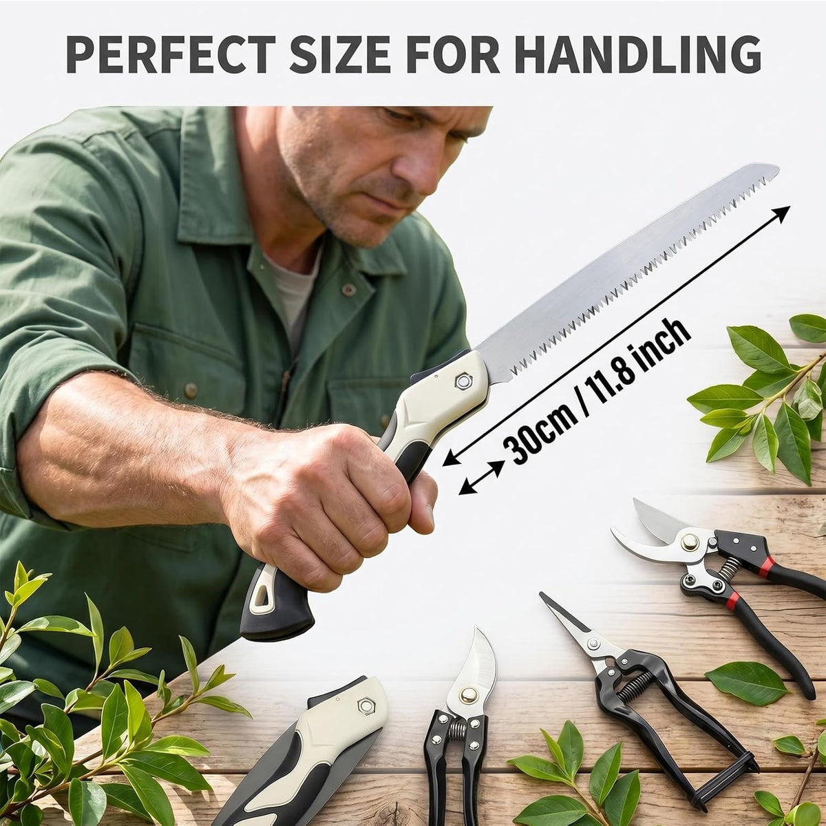 5-piece SK5 high-carbon steel gardening pruning set: loppers + folding saw