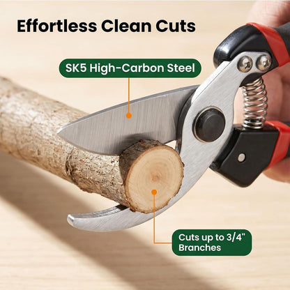 5-piece SK5 high-carbon steel gardening pruning set: loppers + folding saw