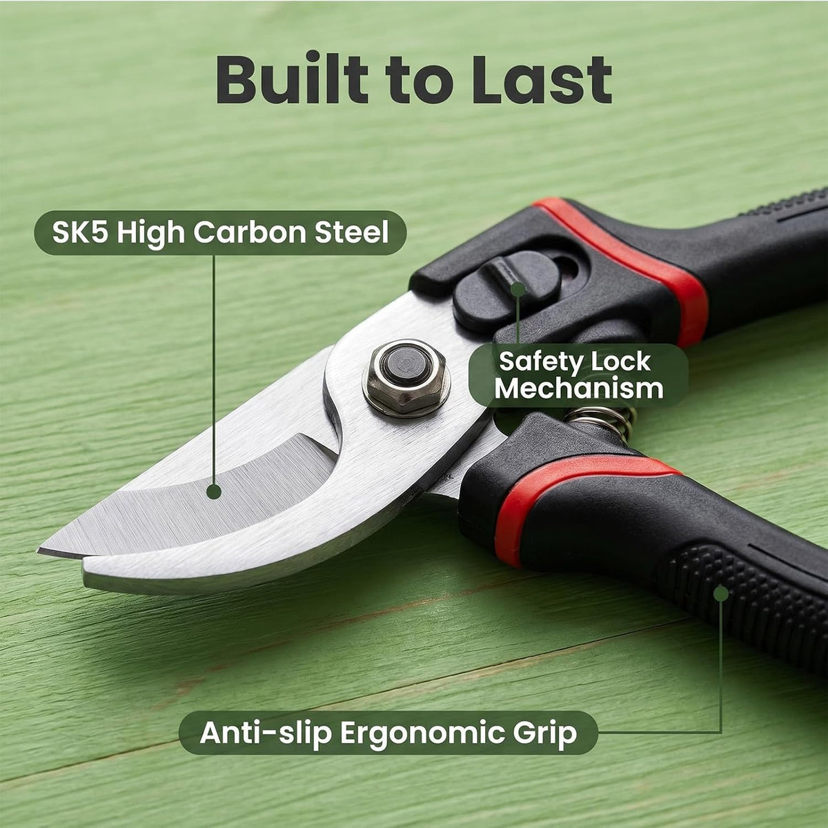 5-piece SK5 high-carbon steel gardening pruning set: loppers + folding saw