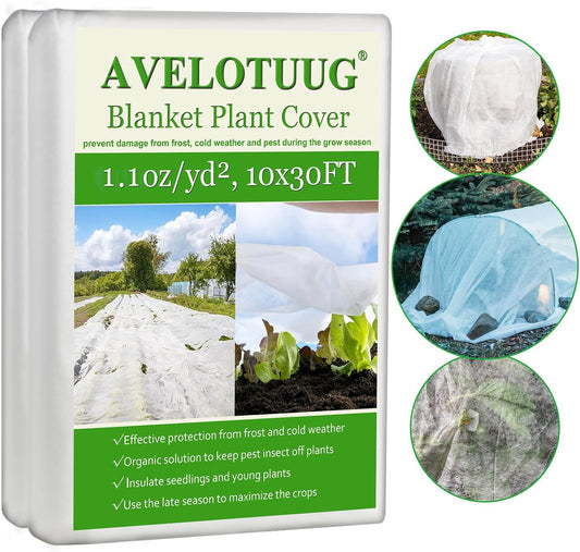 Plant Covers Freeze Protection, 10ft×30ft Frost Blankets for Outdoor Plants, 1.1oz/yd² Garden Fabric Plant Floating Row Cover, Winter Frost Cloth Plant Freeze Protection for Cold Weather